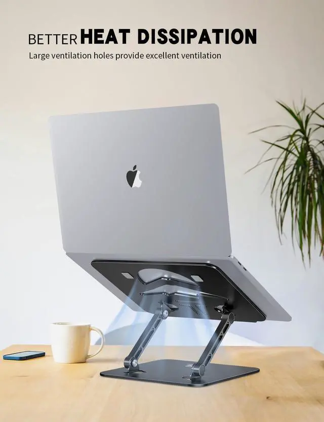 Alt view image 5 of 6 - Z-Shaped Laptop Stand for Desk Fits 10"-16" Notebook, Black | Adjustable Ergonomic Riser With Portable Folding Design for Comfortable Desk Work, Fit for MacBook, Dell, Acer and HP Laptops