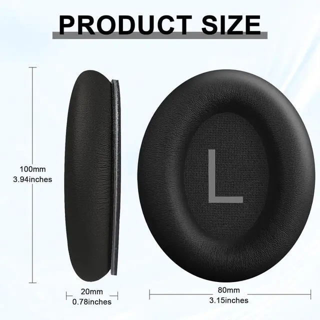Alt view image 2 of 7 - Replacement Ear Pads for Bose QuietComfort 45 (QC45)/QuietComfort SE (QC SE)/Quiet Comfort Headphones, Ear Cushions, Headset Earpads, Ear Cups Cover with Soft Protein Leather (Black)