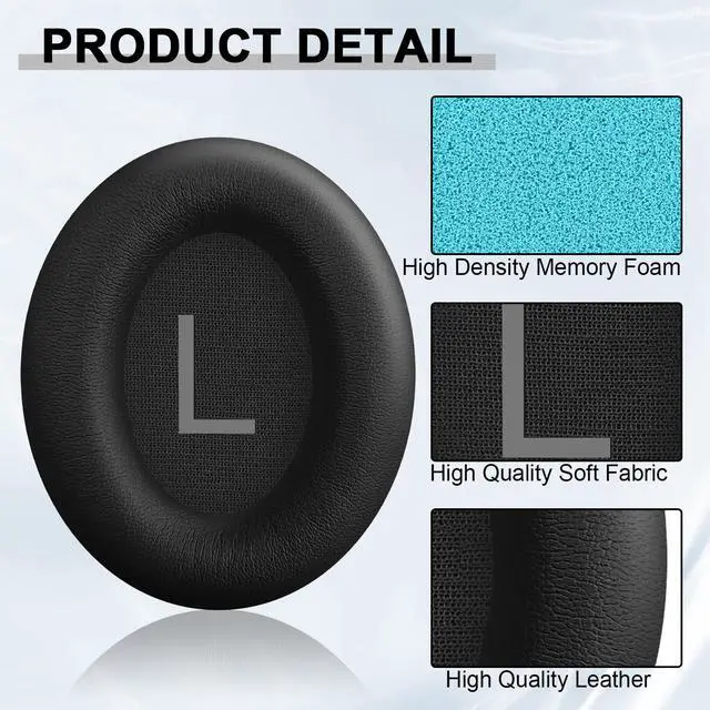 Alt view image 5 of 7 - Replacement Ear Pads for Bose QuietComfort 45 (QC45)/QuietComfort SE (QC SE)/Quiet Comfort Headphones, Ear Cushions, Headset Earpads, Ear Cups Cover with Soft Protein Leather (Black)