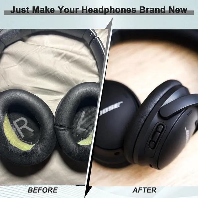 Alt view image 7 of 7 - Replacement Ear Pads for Bose QuietComfort 45 (QC45)/QuietComfort SE (QC SE)/Quiet Comfort Headphones, Ear Cushions, Headset Earpads, Ear Cups Cover with Soft Protein Leather (Black)