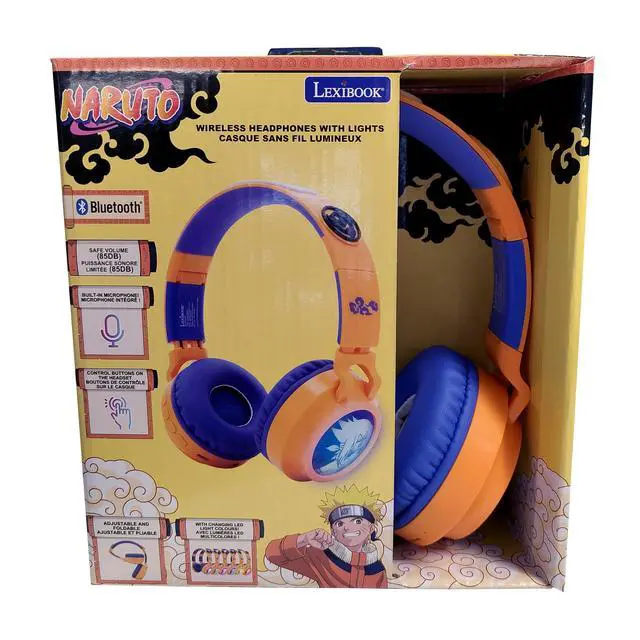 Alt view image 6 of 7 - Naruto Bluetooth Headphones, HPBT015NA | 2-in-1 Bluetooth & Wired, 3D design, Light-up, Volume limited, Blue/Orange