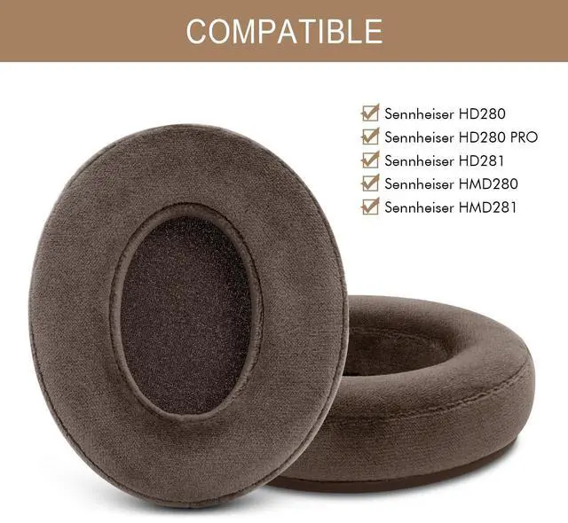 Alt view image 2 of 7 - Upgrade Velour Replacement Ear Pads for Sennheiser HD280 / HD280-Pro -Brown | Also for HD280-13 / HD281/ HMD280/ HMD280 Pro/ HMD280-13/ HMD281/ HMD281 Pro Headphone, Earpads Cushions with Memory Foam