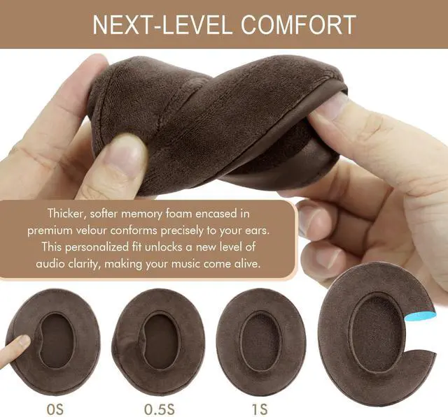 Alt view image 4 of 7 - Upgrade Velour Replacement Ear Pads for Sennheiser HD280 / HD280-Pro -Brown | Also for HD280-13 / HD281/ HMD280/ HMD280 Pro/ HMD280-13/ HMD281/ HMD281 Pro Headphone, Earpads Cushions with Memory Foam