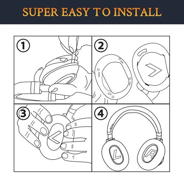 Alt view image 4 of 5 - Earpads Replacement for Plantronics BackBeat Pro 2, Voyager 8200 UC Headphones, Ear Pads Cushions with Soft Protein Leather, High-Density Noise Isolation Foam - Dark Grey