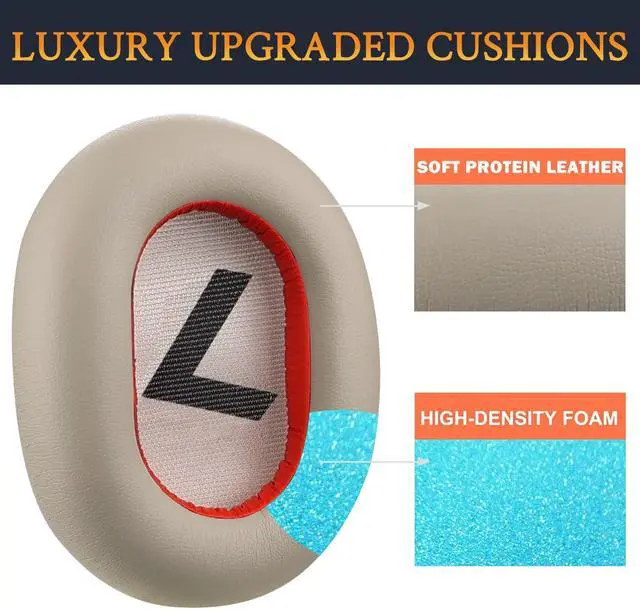 Alt view image 3 of 5 - Earpads Replacement for Plantronics BackBeat Pro 2, Voyager 8200 UC Headphones, Ear Pads Cushions with Soft Protein Leather, High-Density Noise Isolation Foam - Gold