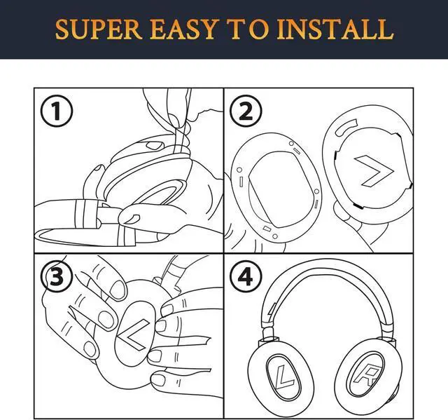 Alt view image 4 of 5 - Earpads Replacement for Plantronics BackBeat Pro 2, Voyager 8200 UC Headphones, Ear Pads Cushions with Soft Protein Leather, High-Density Noise Isolation Foam - Gold