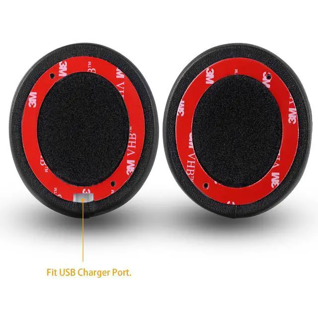 Alt view image 3 of 5 - Solo 2/3 Wireless Earpads - Replacement Protein Leather & Memory Foam Ear Cushion Cover for Beats Solo2/3 Wireless On Ear by Dr. Dre Headphones ONLY (NOT FIT Solo 2 Wired) - Black