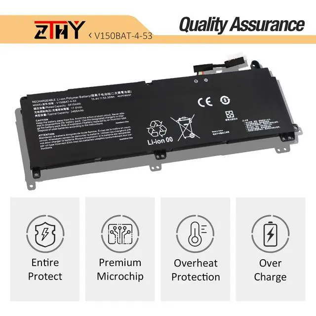 Alt view image 5 of 7 - V150BAT-4-53 Laptop Battery Replacement for Hasee Z7 Z8 G8 Z7T Z7-DA7NP | Z8-DA7NT Z8-DA7NP G8-DA5 G8-DA7NP CV15S02 Machenike S15C Colorful P16 P15 Clevo V150RND V150BAT-3-41 V150BAT-4 53.35Wh