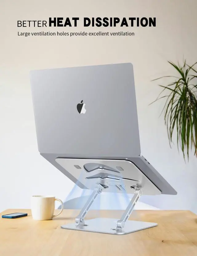 Alt view image 4 of 6 - Z-Shaped Laptop Stand for Desk Fits 10"-16" Notebook, Silver | Adjustable Ergonomic Riser With Portable Folding Design for Comfortable Desk Work, Fit for MacBook, Dell, Acer and HP Laptops
