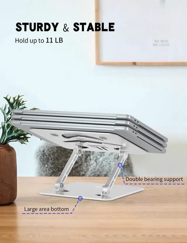 Alt view image 5 of 6 - Z-Shaped Laptop Stand for Desk Fits 10"-16" Notebook, Silver | Adjustable Ergonomic Riser With Portable Folding Design for Comfortable Desk Work, Fit for MacBook, Dell, Acer and HP Laptops