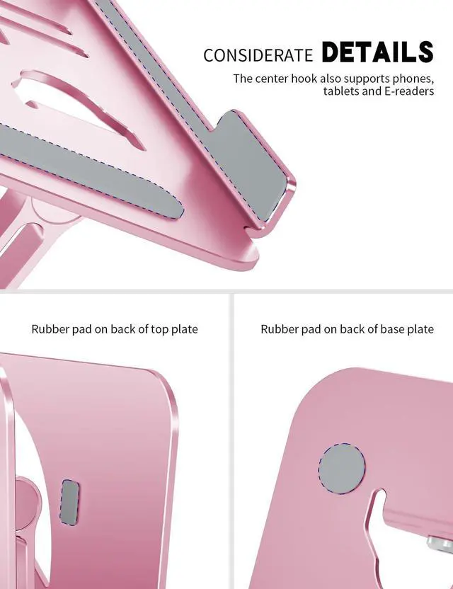 Alt view image 3 of 6 - Z-Shaped Laptop Stand for Desk Fits 10"-16" Notebook, Puce Pink | Adjustable Ergonomic Riser With Portable Folding Design for Comfortable Desk Work, Fit for MacBook, Dell, Acer and HP Laptops