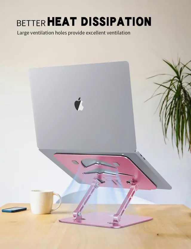 Alt view image 5 of 6 - Z-Shaped Laptop Stand for Desk Fits 10"-16" Notebook, Puce Pink | Adjustable Ergonomic Riser With Portable Folding Design for Comfortable Desk Work, Fit for MacBook, Dell, Acer and HP Laptops
