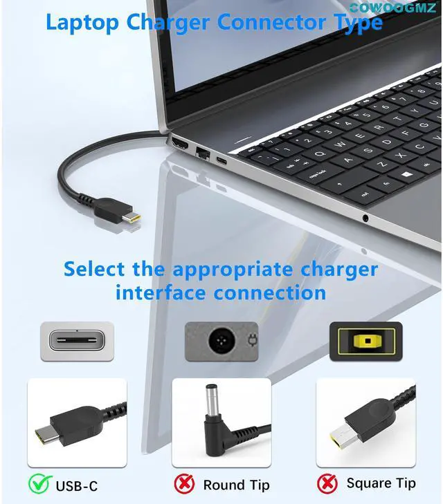 Alt view image 2 of 6 - Slim 65W USB C Laptop Charger Compatible with Lenovo Thinkpad,Yoga,Thinkbook,Chromebook AC Power Adapter-ThinkPad T14 T14s T15 E14 E15 X1Carbon X13 Computer Type C Fast Charger