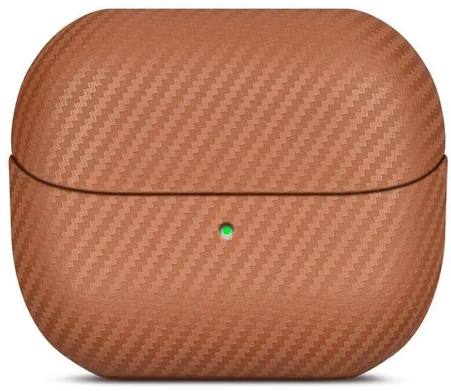Alt view image 2 of 7 - Leather Case for Samsung Galaxy Buds 3 / Buds3 Pro / Buds3 FE Case | Selected Skin-friendly Cowhide Leather, Carbon Fibre Texture, Handmade Drop Protective Hard Cover for Samsung Earbuds - Brown