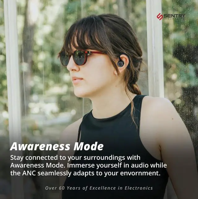 Alt view image 2 of 6 - OSE Sport Hook Bluetooth Wireless Earbuds, 2-in-1 Detachable Hook, Active Noise Canceling, 12 Hours Playtime, Charging Case, Button Controls, Built-in Mic, USB-C Cable, Black