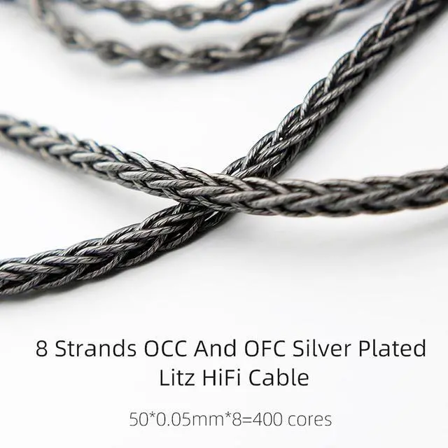 Alt view image 6 of 6 - HD650 Audio Cable 8N Single Crystal Silver-Plated Mixed Cord Compatible with Sennheiser HD600 HD580 HD660S HD6XX HD565 HD545 Headphones 4.4mm Plug