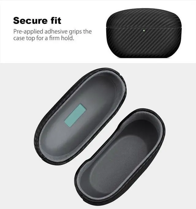 Alt view image 7 of 7 - Leather Case - for WF-1000XM5 Case Cover - Selected Skin-Friendly Leather, with Carbon Fibre Texture, Handmade Shockproof Protective Hard Cover for Sony WF 1000XM5 Earbuds - Black