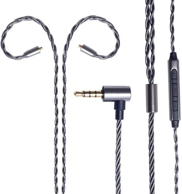 Main image of Earphone Upgrade Cable,MMCX Earbuds Replacement Cord,4 Cores OFC Silver Plated Earphones Audio Adapter with Mic for Shure SE215 SE315 SE535 (mmcx,Gray,Mic)