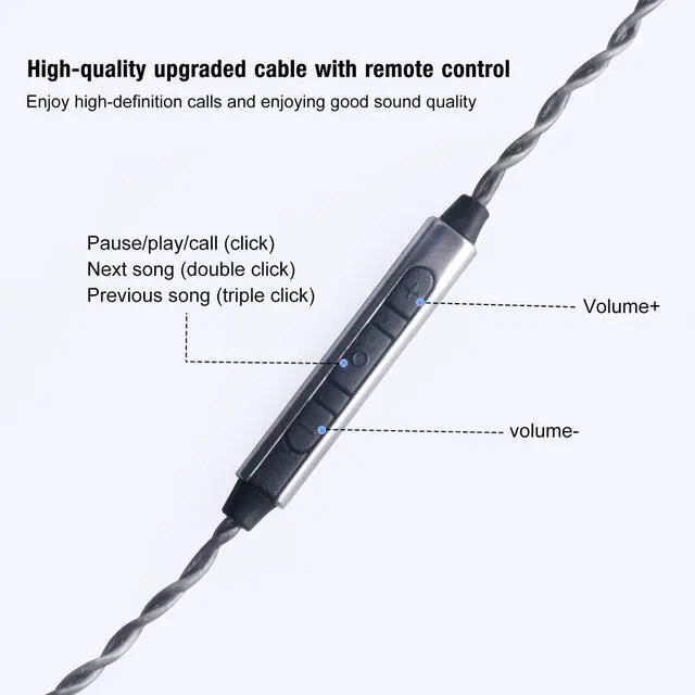 Alt view image 6 of 6 - Earphone Upgrade Cable,0.78mm 2pin Earbuds Replacement Cord,4 Cores OFC Silver Plated Earphones Audio Adapter for KZ ES4 ED16 ZS5 ZS6 ZSR ZST ZS10 (0.78mm,Gray,Mic)