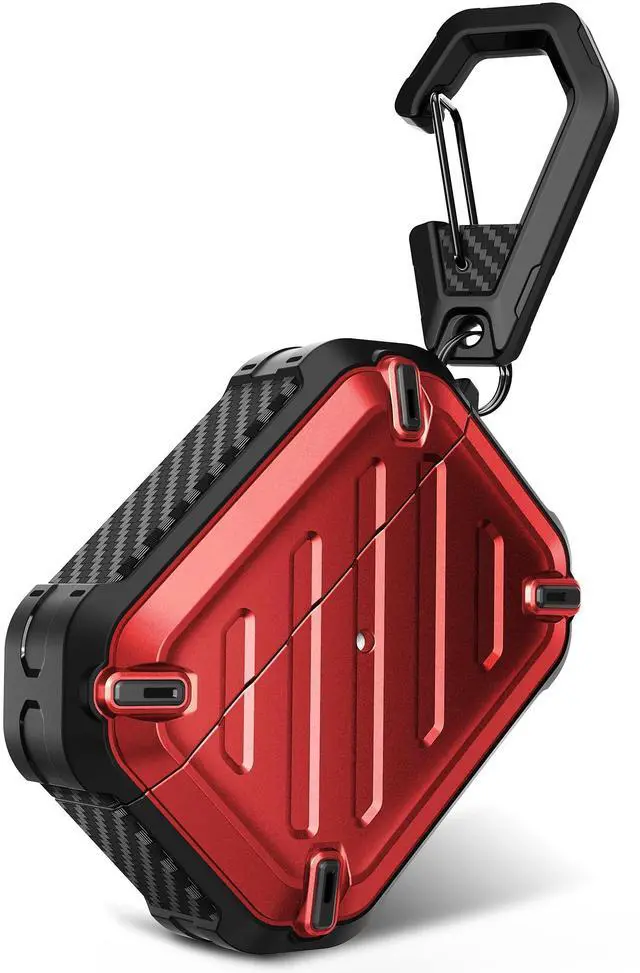 Main image of for Airpods Pro Case (2023/2022 / 2019) with Carabiner, Red | Military-Grade Drop Protection, Anti-Scratch Hard Shell Cover for AirPods Pro 1st / 2nd, Supports Wireless Charging, UB Pro