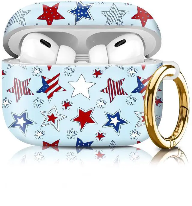 Main image of Compatiable with AirPod Pro 2nd/1st Generation Case,Lightweight & Durable Resistant Hard Case with Keychain,Stylish Design AirPod Case Cover for Women(American Stars Stripes)