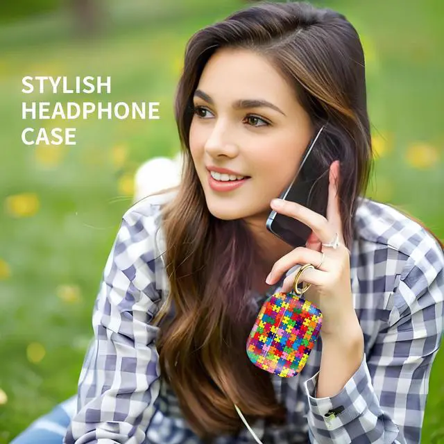 Alt view image 2 of 6 - Compatiable with AirPod Pro 2nd/1st Generation Case,Lightweight & Durable Resistant Hard Case with Keychain,Stylish Design AirPod Case Cover for Women(Colorful Puzzle)