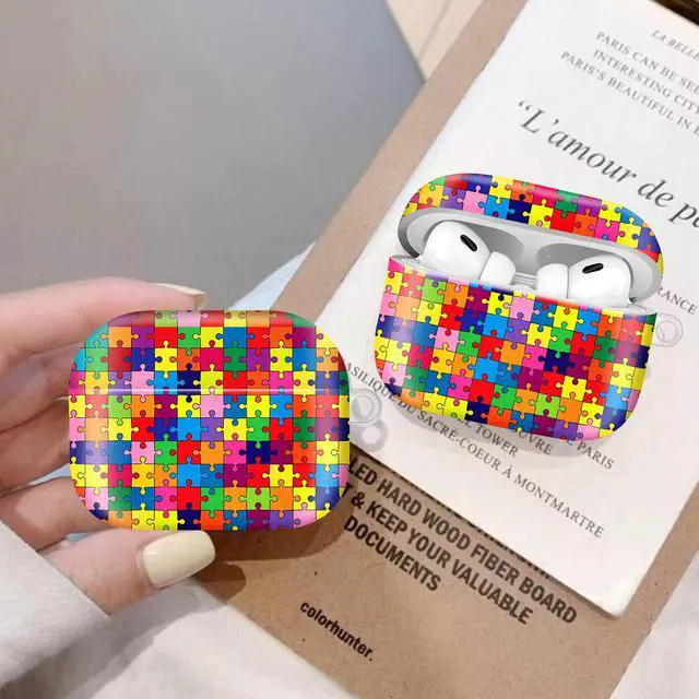 Alt view image 5 of 6 - Compatiable with AirPod Pro 2nd/1st Generation Case,Lightweight & Durable Resistant Hard Case with Keychain,Stylish Design AirPod Case Cover for Women(Colorful Puzzle)