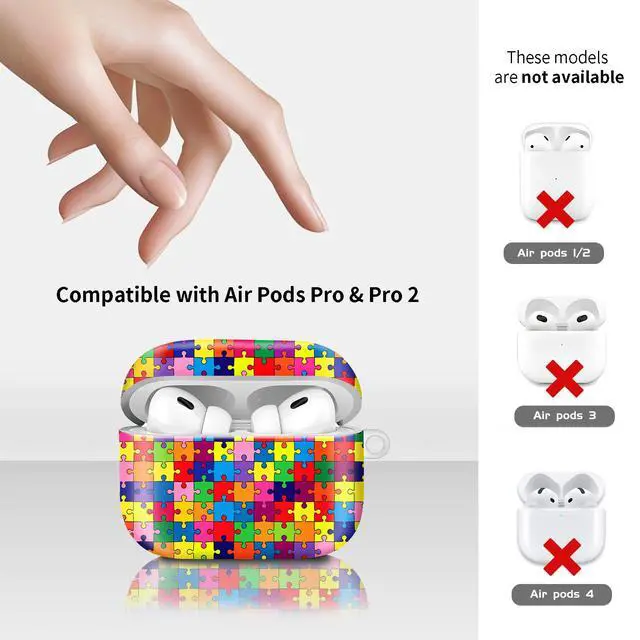 Alt view image 6 of 6 - Compatiable with AirPod Pro 2nd/1st Generation Case,Lightweight & Durable Resistant Hard Case with Keychain,Stylish Design AirPod Case Cover for Women(Colorful Puzzle)