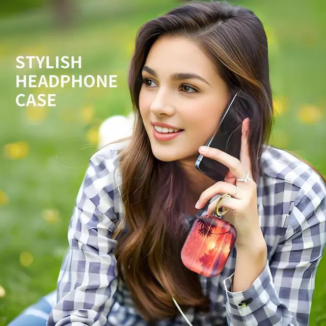 Alt view image 2 of 6 - Compatiable with AirPod Pro 2nd/1st Generation Case,Lightweight & Durable Resistant Hard Case with Keychain,Stylish Design AirPod Case Cover for Women(Sunset)