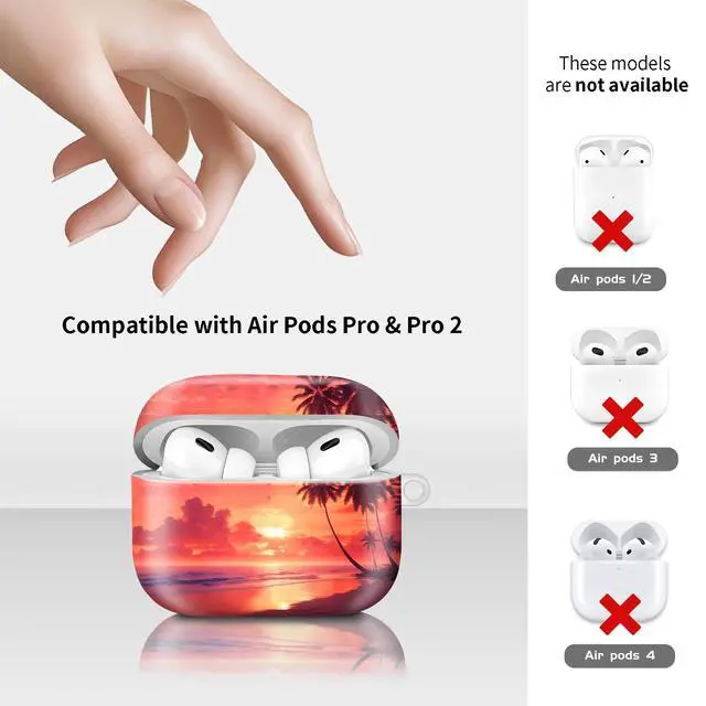 Alt view image 6 of 6 - Compatiable with AirPod Pro 2nd/1st Generation Case,Lightweight & Durable Resistant Hard Case with Keychain,Stylish Design AirPod Case Cover for Women(Sunset)