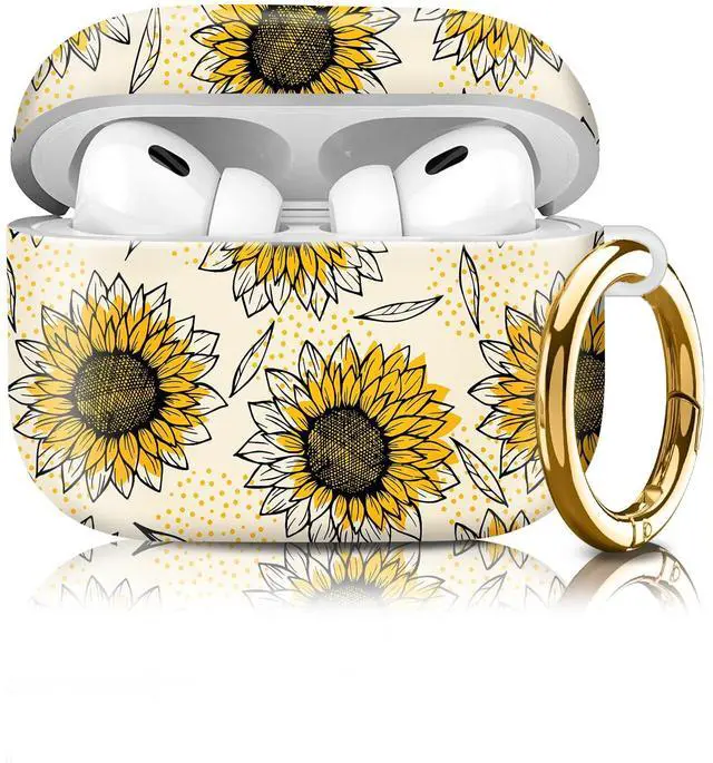 Main image of Compatiable with AirPod Pro 2nd/1st Generation Case,Lightweight & Durable Resistant Hard Case with Keychain,Stylish Design AirPod Case Cover for Women(Sunflowers Dots)