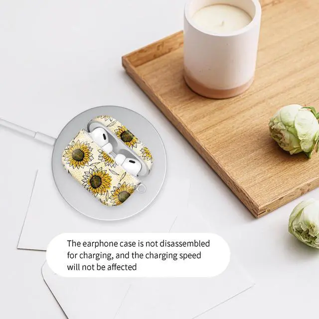 Alt view image 4 of 6 - Compatiable with AirPod Pro 2nd/1st Generation Case,Lightweight & Durable Resistant Hard Case with Keychain,Stylish Design AirPod Case Cover for Women(Sunflowers Dots)