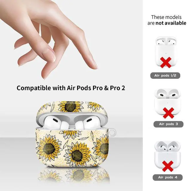 Alt view image 6 of 6 - Compatiable with AirPod Pro 2nd/1st Generation Case,Lightweight & Durable Resistant Hard Case with Keychain,Stylish Design AirPod Case Cover for Women(Sunflowers Dots)