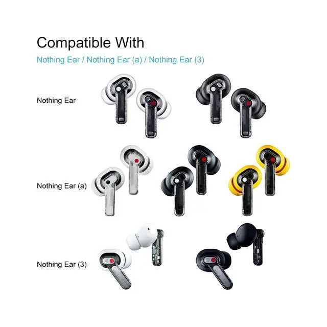 Alt view image 3 of 6 - Replacement Foam Ear Tips for Nothing Ear/Ear (a)/ Ear (3) Earbuds | Memory Foam Tips, 3 Pairs (S/M/L) Black