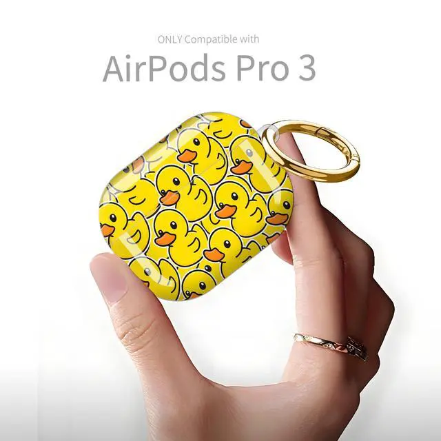 Alt view image 6 of 6 - Compatible with AirPod Pro 3rd Generation Case 2025,Fashion Protective Cover with Keychain, Anti-Scratch, Drop Protection,Shockproof Cover for AirPod Pro 3 Women(Yellow Ducks)