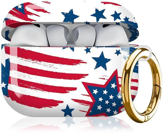 Main image of Compatible with AirPod Pro 3rd Generation Case 2025,Fashion Protective Cover with Keychain, Anti-Scratch, Drop Protection,Shockproof Cover for AirPod Pro 3 Women(4th of July American Flag)