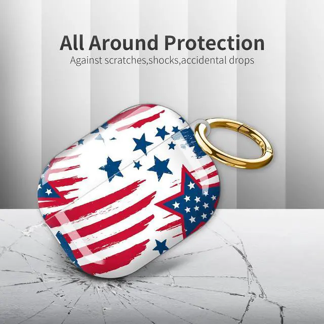 Alt view image 4 of 6 - Compatible with AirPod Pro 3rd Generation Case 2025,Fashion Protective Cover with Keychain, Anti-Scratch, Drop Protection,Shockproof Cover for AirPod Pro 3 Women(4th of July American Flag)