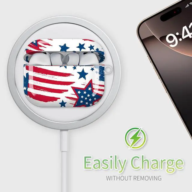 Alt view image 5 of 6 - Compatible with AirPod Pro 3rd Generation Case 2025,Fashion Protective Cover with Keychain, Anti-Scratch, Drop Protection,Shockproof Cover for AirPod Pro 3 Women(4th of July American Flag)