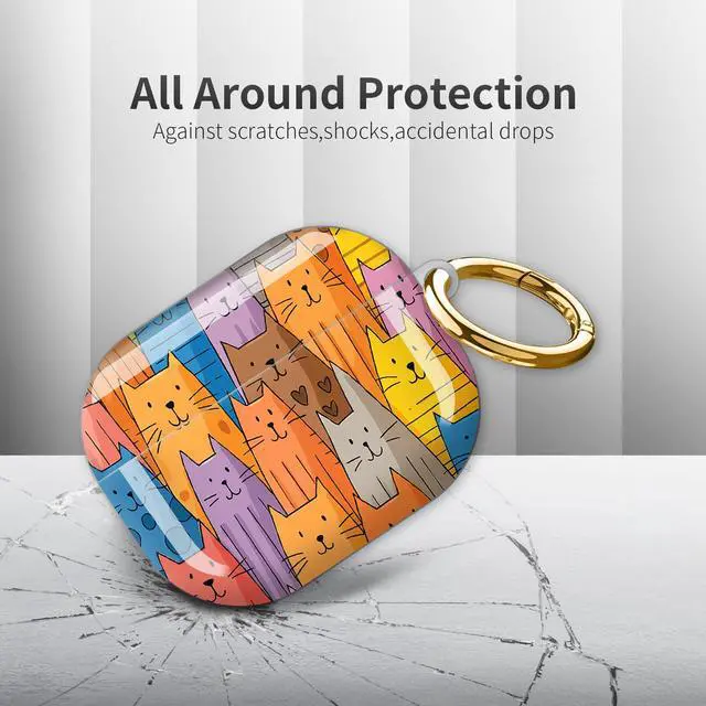 Alt view image 4 of 6 - Compatible with AirPod Pro 3rd Generation Case 2025,Fashion Protective Cover with Keychain, Anti-Scratch, Drop Protection,Shockproof Cover for AirPod Pro 3 Women(Cartoon Cats)