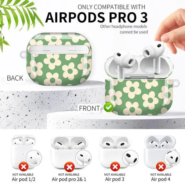 Alt view image 3 of 6 - Compatible with AirPod Pro 3rd Generation Case 2025,Fashion Protective Cover with Keychain, Anti-Scratch, Drop Protection,Shockproof Cover for AirPod Pro 3 Women(Vintage Groovy Flowers)