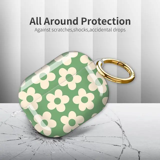Alt view image 4 of 6 - Compatible with AirPod Pro 3rd Generation Case 2025,Fashion Protective Cover with Keychain, Anti-Scratch, Drop Protection,Shockproof Cover for AirPod Pro 3 Women(Vintage Groovy Flowers)