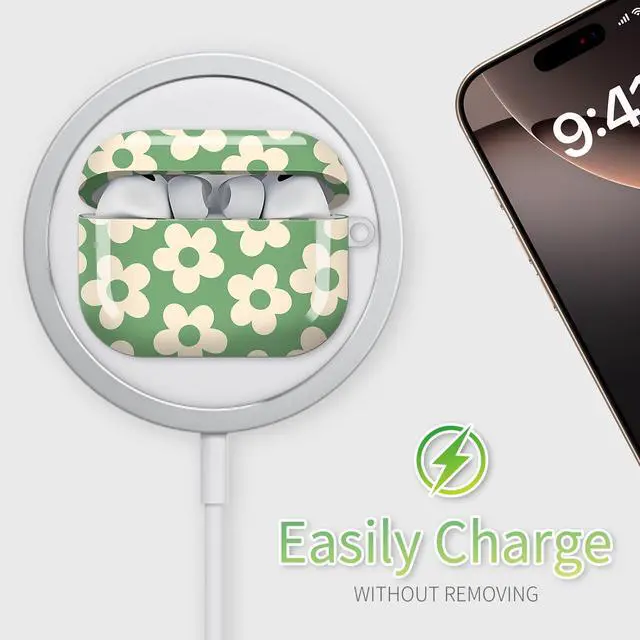 Alt view image 5 of 6 - Compatible with AirPod Pro 3rd Generation Case 2025,Fashion Protective Cover with Keychain, Anti-Scratch, Drop Protection,Shockproof Cover for AirPod Pro 3 Women(Vintage Groovy Flowers)