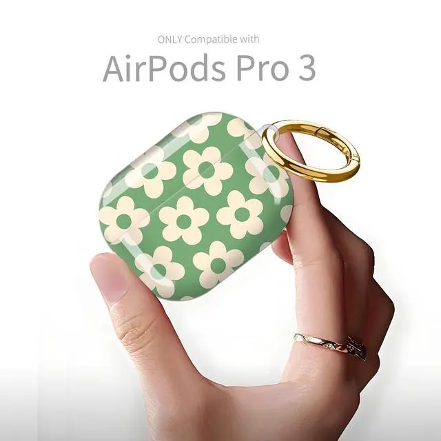 Alt view image 6 of 6 - Compatible with AirPod Pro 3rd Generation Case 2025,Fashion Protective Cover with Keychain, Anti-Scratch, Drop Protection,Shockproof Cover for AirPod Pro 3 Women(Vintage Groovy Flowers)