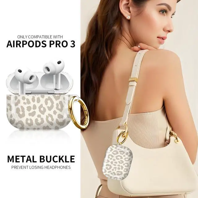 Alt view image 2 of 6 - Compatible with AirPod Pro 3rd Generation Case 2025,Fashion Protective Cover with Keychain, Anti-Scratch, Drop Protection,Shockproof Cover for AirPod Pro 3 Women(Beige Leopard)