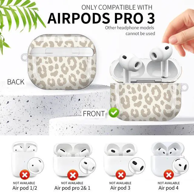 Alt view image 3 of 6 - Compatible with AirPod Pro 3rd Generation Case 2025,Fashion Protective Cover with Keychain, Anti-Scratch, Drop Protection,Shockproof Cover for AirPod Pro 3 Women(Beige Leopard)