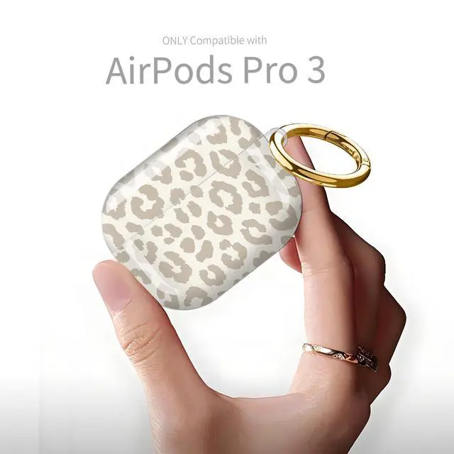 Alt view image 6 of 6 - Compatible with AirPod Pro 3rd Generation Case 2025,Fashion Protective Cover with Keychain, Anti-Scratch, Drop Protection,Shockproof Cover for AirPod Pro 3 Women(Beige Leopard)
