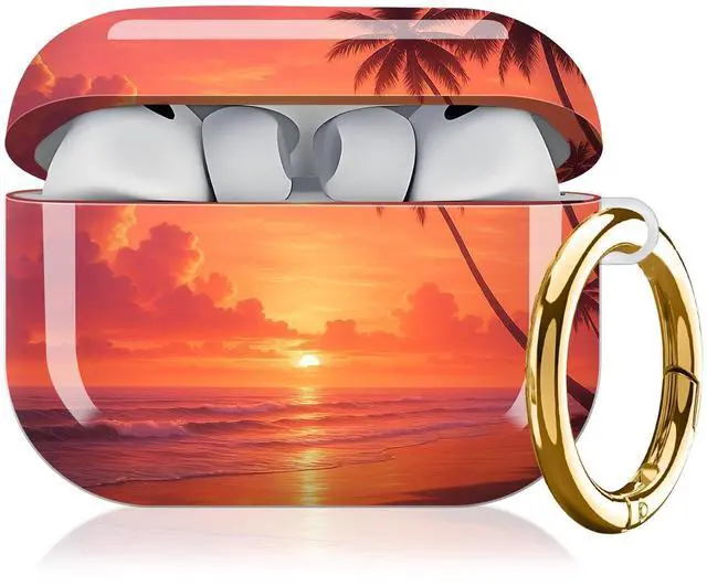 Main image of Compatible with AirPod Pro 3rd Generation Case 2025,Fashion Protective Cover with Keychain, Anti-Scratch, Drop Protection,Shockproof Cover for AirPod Pro 3 Women(Sunset Beach)