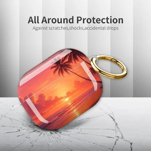 Alt view image 4 of 6 - Compatible with AirPod Pro 3rd Generation Case 2025,Fashion Protective Cover with Keychain, Anti-Scratch, Drop Protection,Shockproof Cover for AirPod Pro 3 Women(Sunset Beach)
