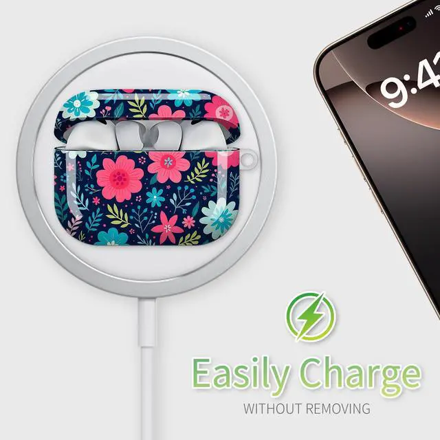 Alt view image 5 of 6 - Compatible with AirPod Pro 3rd Generation Case 2025,Fashion Protective Cover with Keychain, Anti-Scratch, Drop Protection,Shockproof Cover for AirPod Pro 3 Women(Colorful Garden Flowers)