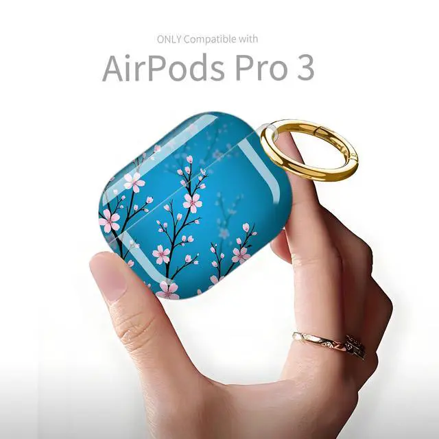 Alt view image 6 of 6 - Compatible with AirPod Pro 3rd Generation Case 2025,Fashion Protective Cover with Keychain, Anti-Scratch, Drop Protection,Shockproof Cover for AirPod Pro 3 Women(Cherry Blossom)